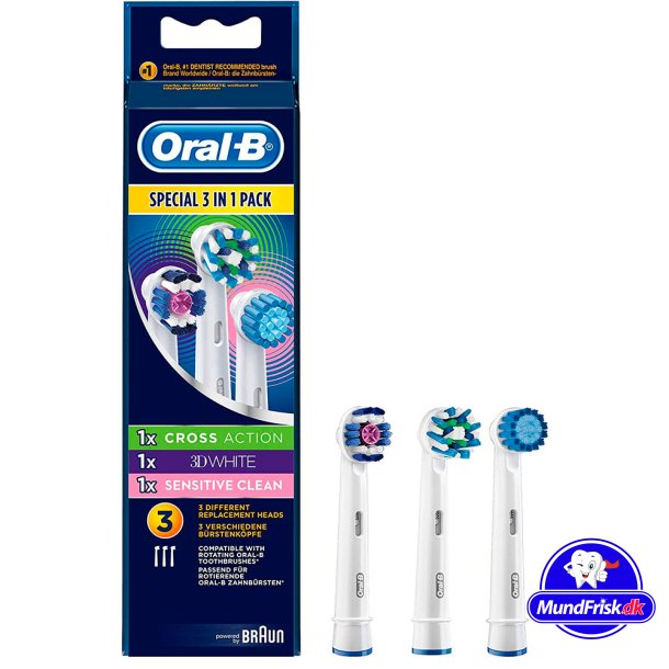 Oral-B MIX Sensitive Clean + 3D White + CrossAction borsthuvuden