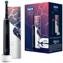 Oral-B Pro 3 3500 Elektrisk tannbrste + Veske Floral Design Edition Sort
