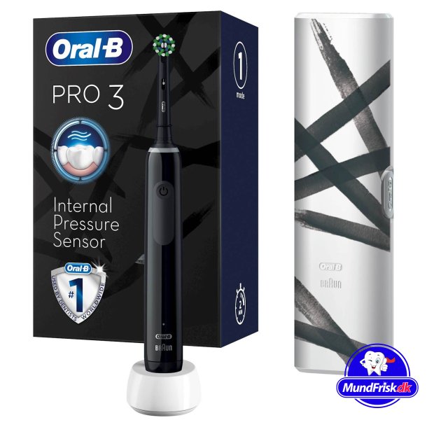 Oral-B Pro 3 3500 Elektrische Zahnb&uuml;rste + Etui Streifen Design Edition Black