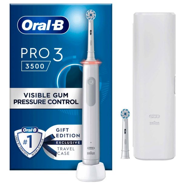 Oral-B Pro 3 3500 El-tandbrste + Rejseetui White