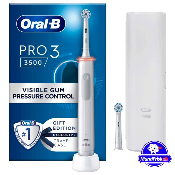 Oral-B Pro 3 3500 El-tandbrste + Rejseetui White
