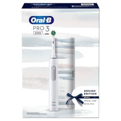 Oral-B Pro 3 3500 Eltandborste + Fodral Stripes Design Edition Vit