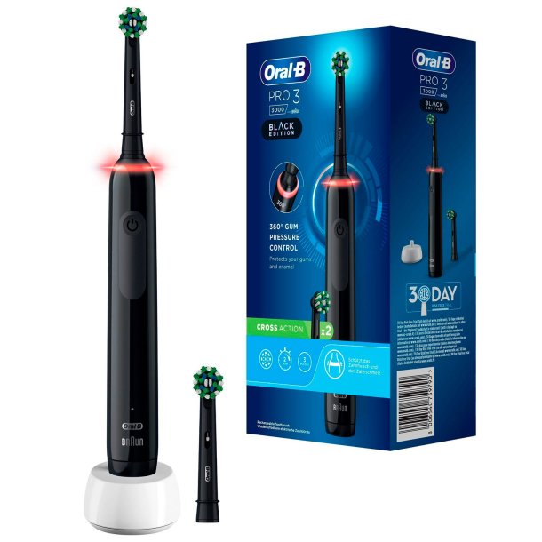 Oral-B Pro 3 3000 CrossAction eltandborste Extra borsthuvud Svart