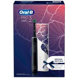 Oral-B Pro 3 3500 Elektrisk tannbrste + Veske Floral Design Edition Sort
