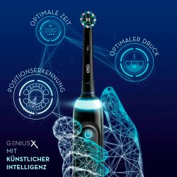 Oral-B Genius X Elektrische Zahnb&uuml;rste + Braun Wecker Black