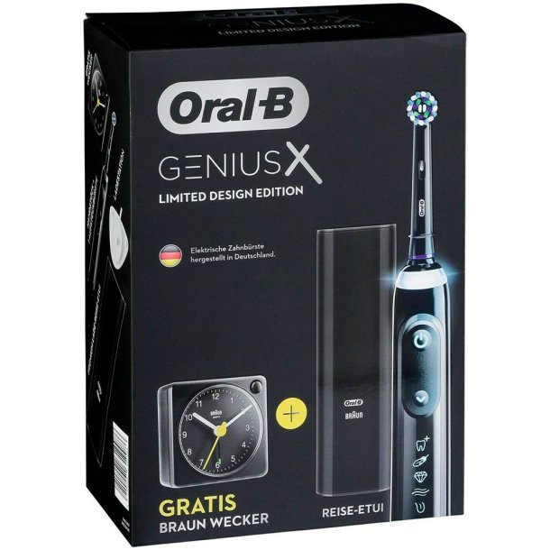 Oral-B Genius X Elektrische Zahnb&uuml;rste + Braun Wecker Black