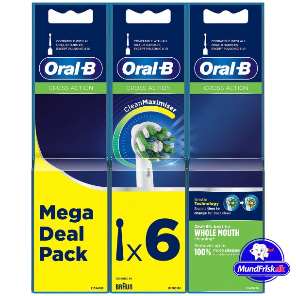 6 stycken. Oral-B CrossAction borsthuvuden CleanMaximiser