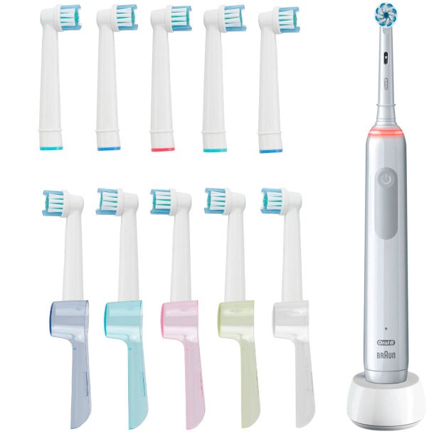 Oral-B Pro 3 3000 Eltandbrste + 10 stk. Brstehoveder + 5 stk. Beskyttelseshtter