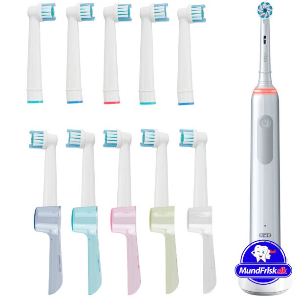 Oral-B Pro 3 3000 Eltandbrste + 10 stk. Brstehoveder + 5 stk. Beskyttelseshtter