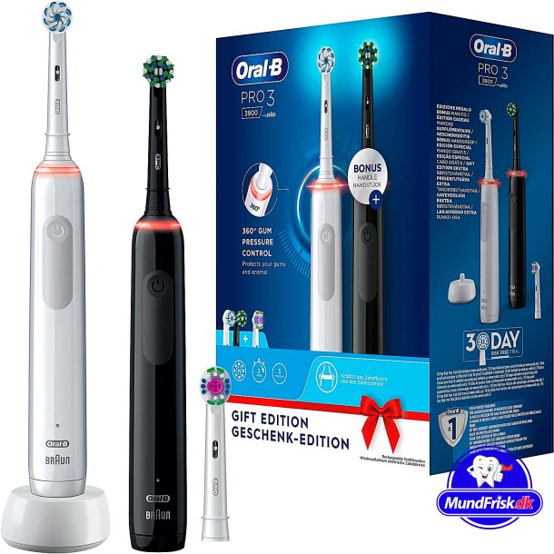 Oral B Pro 3 3900 Black/White Duo El-tandbrster 2 stk.