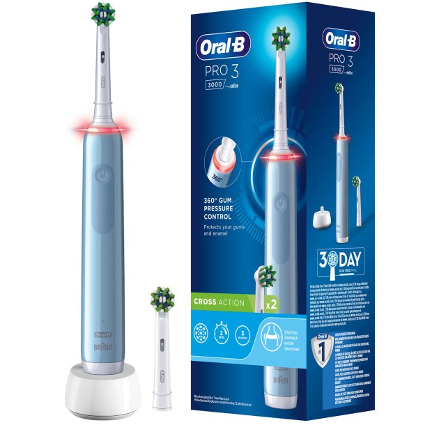 Oral-B Pro 3 3000 Bl Elektrisk tandborste Extra borsthuvud