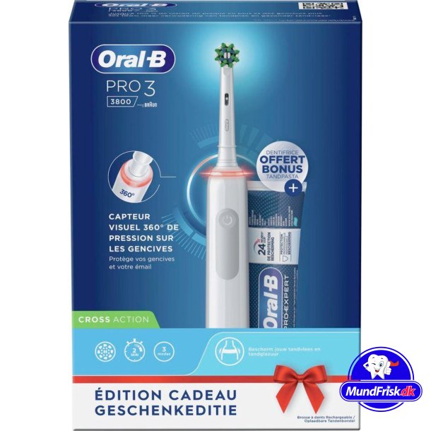 Oral-B Pro 3 3800 CrossAction El-tandbrste + Tandpasta