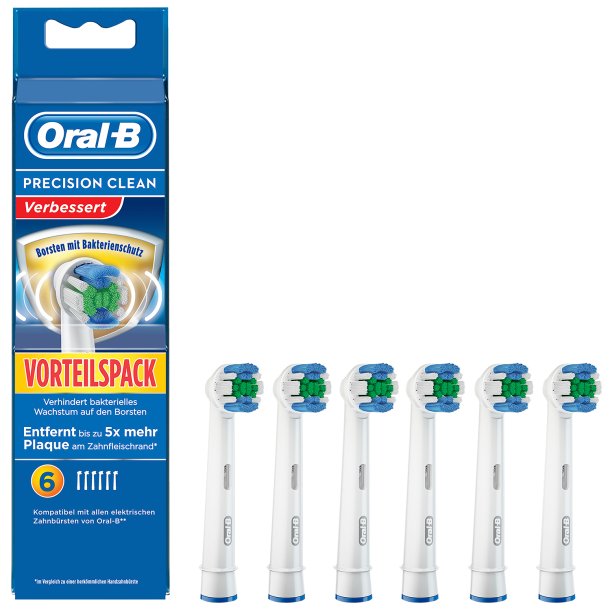 6 stk. Oral-B Precision Clean Bacterial Protection B�rstehoveder
