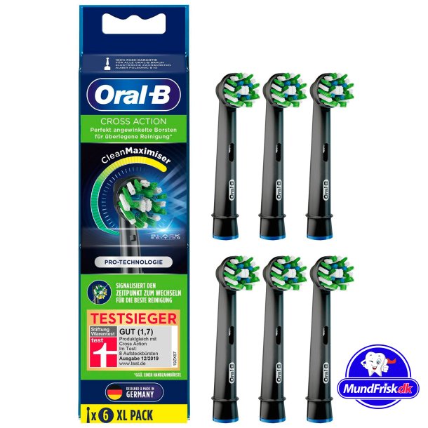 6 stk. BLACK Oral-B CrossAction CleanMaximiser Brstehoveder