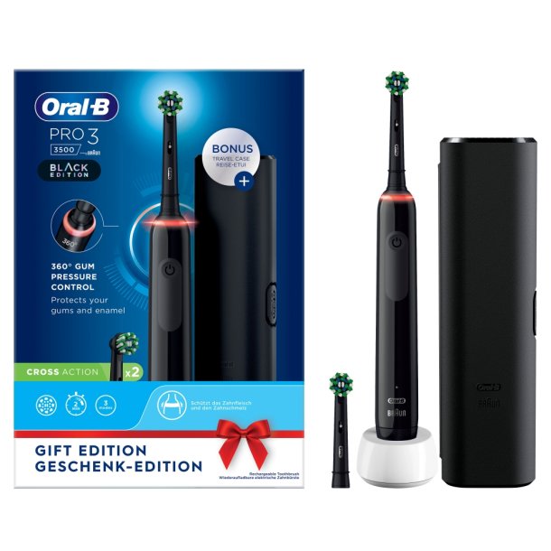 Oral-B Pro 3 3500 Elektrisk tandborste Extra Borsthuvud + Case CrossAction