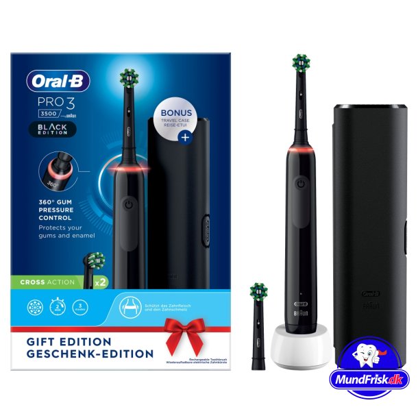 Oral-B Pro 3 3500 El-tandbrste Ekstra Brstehoved + Etui CrossAction