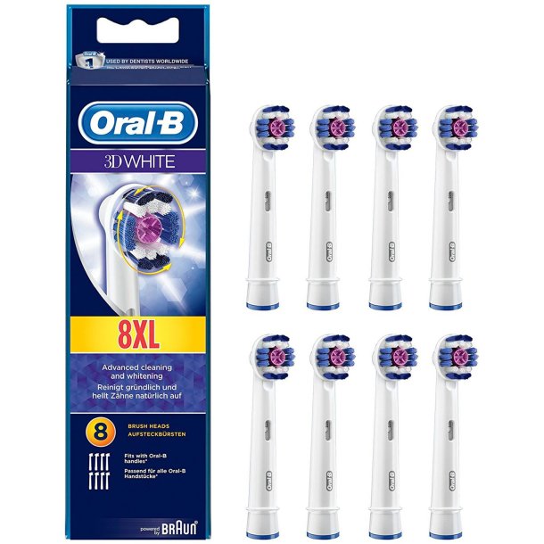 8 stk. Oral-B 3D White Tandbrstehoveder