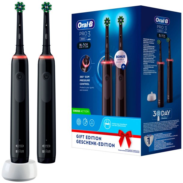 Oral-B Pro 3 3900 Duo Svart 2 st. Elektriska tandborstar