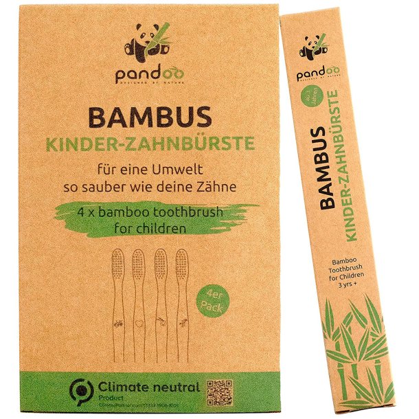 4 pcs Brosses � dents en bambou pour enfants Pandoo Kids