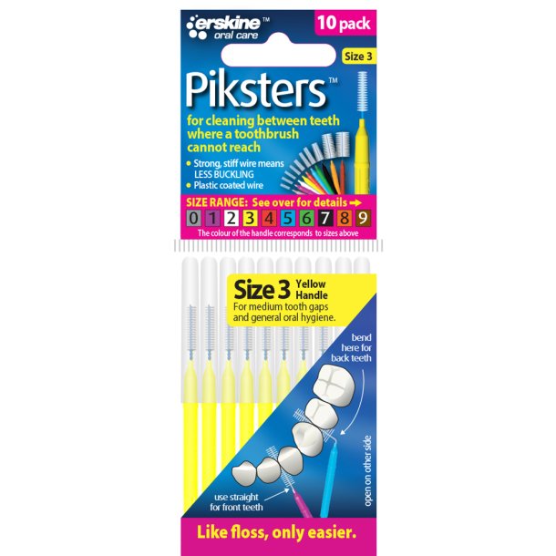 Piksters Mellemrumsbrster 10 stk. 0.5 mm.  ISO 3 GUL