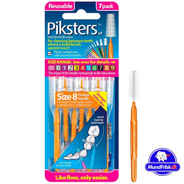 Piksters Gap borstar 2,8 mm. 7 stk. 1.0 mm. ISO 8 ORANGE
