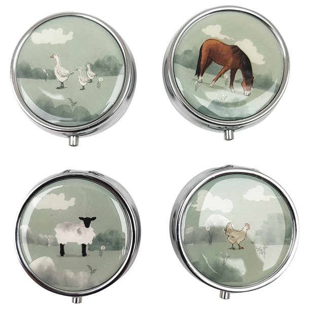 Pilleske Willow Farm Dyre-motiver Rund Metal 