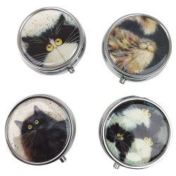 Pilleboks Kim Haskins Kattemotiv Rundt Metall 