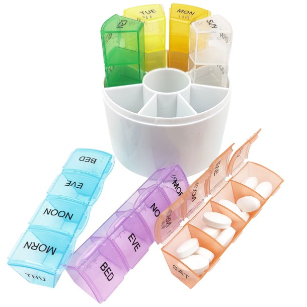 Pilleboks rund uke Pilleboks har plass til 7 pillebokser