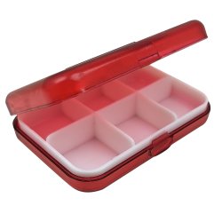 Pillendose, rot, 6 Fcher Benson Care Pillendose