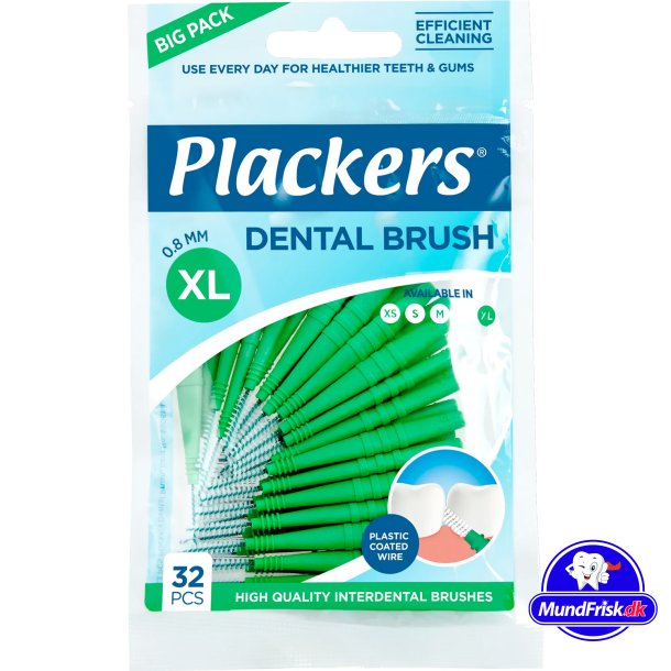 32 st. Space borstar Plackers Dental 0,8 mm Brush 5 GRN