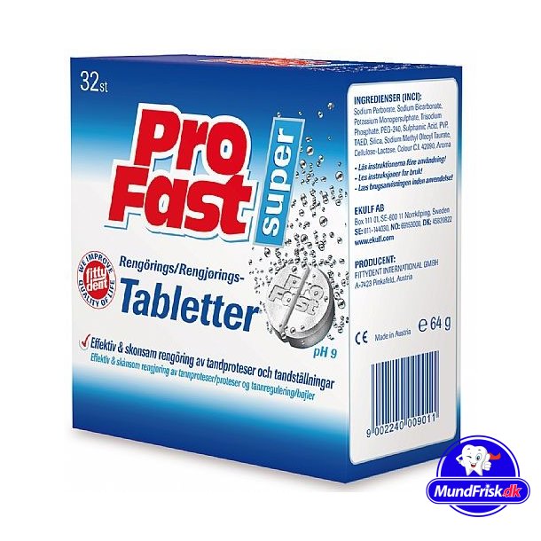 ProFast Rengringstabletter Fittydent pH 9 Formel 32 stk.