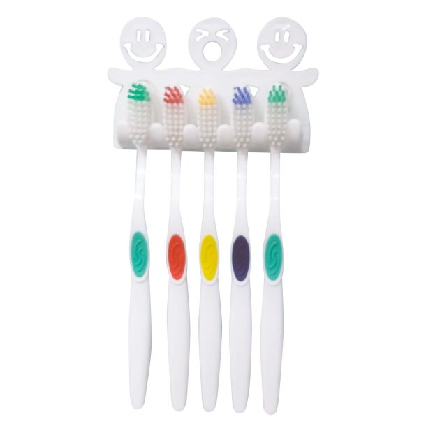 Rolig tandborsthllare fr 5 tandborstar/borsthuvuden - Smiling Faces
