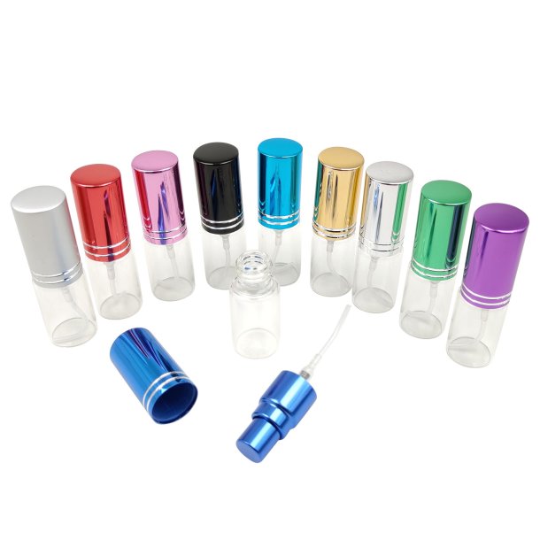 Sprayflaska med frgat lock - Atomizer fr munvatten eller parfym - 5 ml.