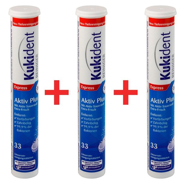 99 st. Steradent Kukident Aktiv Plus Rengringstabletter fr tandproteser 