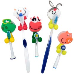 Tandborsthllare med sugkopp St tecknat djur