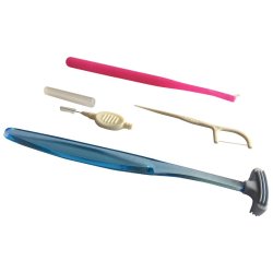 Tandplejest Tungeskraber + Tandtrds-stikker + Mellemrumsbrster