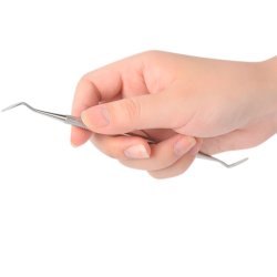 Tandplejest i rustfrit stl - 5 stk. Tandlge-redskaber med taske