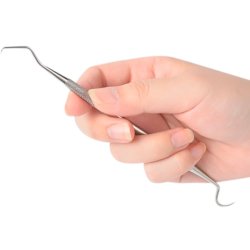 Tandplejest i rustfrit stl - 5 stk. Tandlge-redskaber med taske