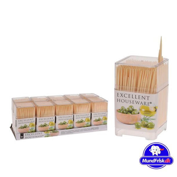 450 stk. Tandstikker af tr i plastboks EXCELLENT Houseware