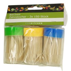 Tandpetare av tr - 3 x 150 st. i dispenser