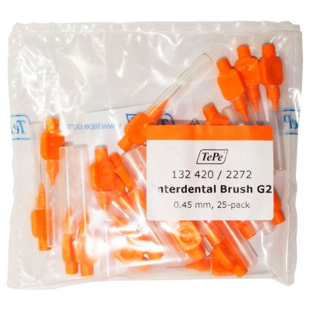 25 st. TePe Original Gap Brushes ORANGE 0,45 mm ISO 1