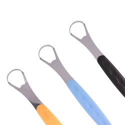 Tungeskraper Rustfritt stl farget hndtak + oppbevaringsboks