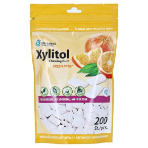 Tandpleje Xylitol Tyggegummi 200 stk. Miradent Fresh Fruit