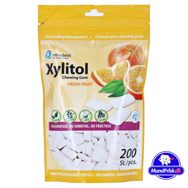 Zahnpflege Xylitol Kaugummi 200 Stk. Miradent Fresh Obst