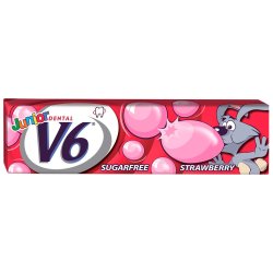 V6 Junior Tyggegummi Strawberry Bubblegum