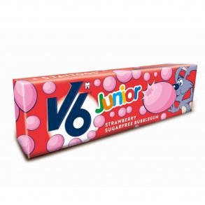 V6 Junior Tyggegummi Strawberry Bubblegum