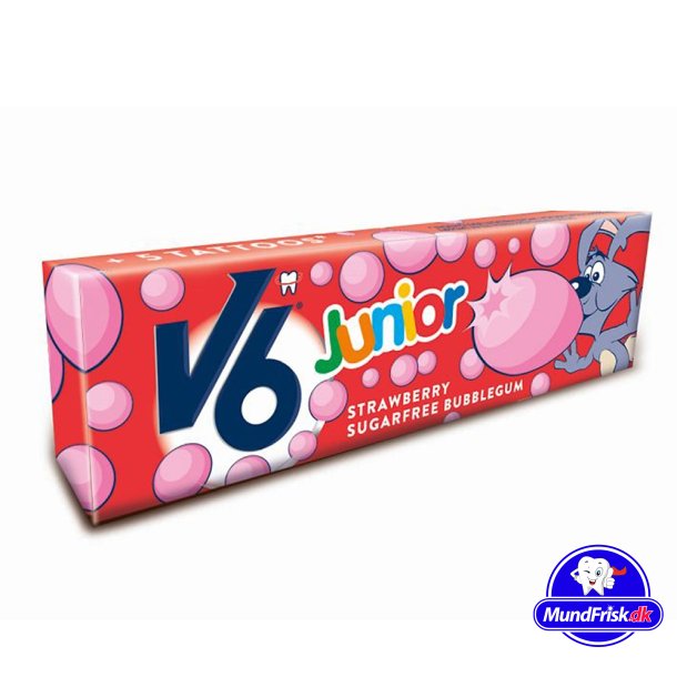 V6 Junior Tyggegummi Strawberry Bubblegum