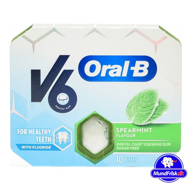 V6 Oral-B Spearmint Kaugummi mit Fluorid 17g