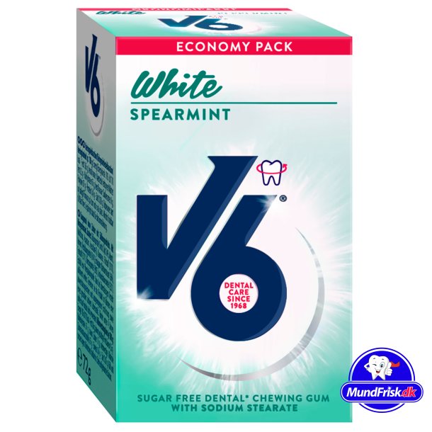 V6 White Spearmint Tyggegummi - konomipakke