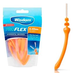 Spaltebrster 25 stk. Wisdom Proflex 0,45 mm. ISO 1 ORANSJE